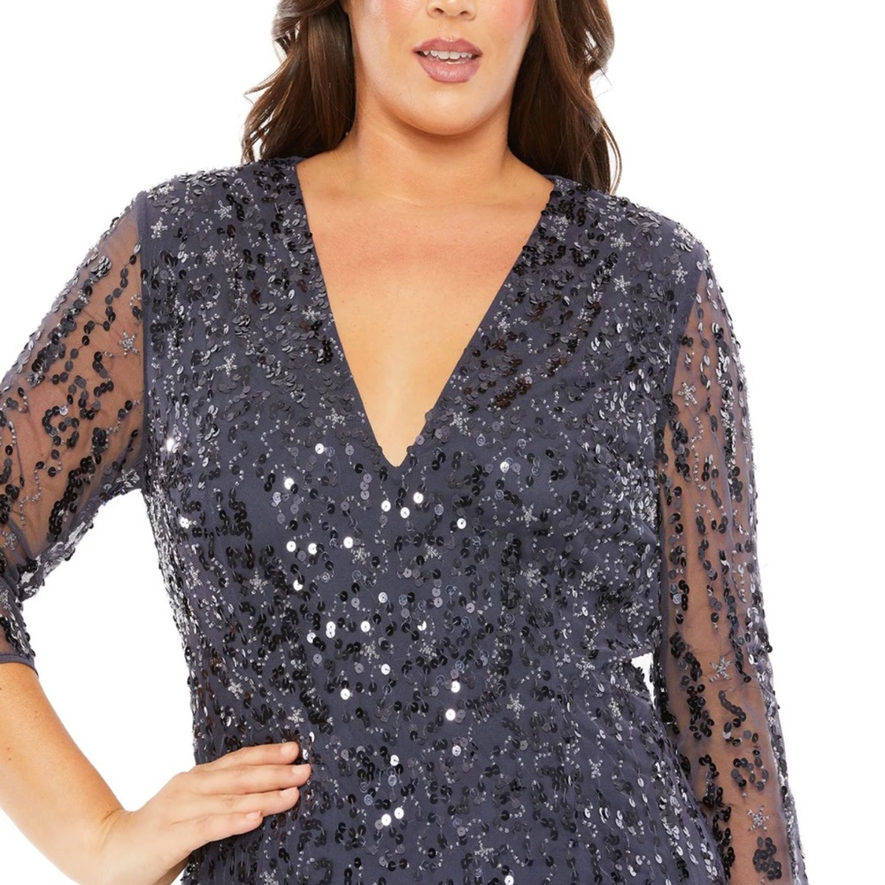 Mac Duggal Blue  Sequin Gown
